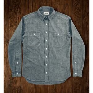 Taylor Stitch California Work Shirt Sz. 40 Charcoal Chambray Organic Cotton NWOT